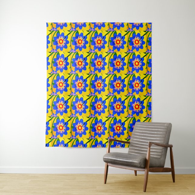 Cute Abstract Flowers Pattern Tapestry (In Situ)