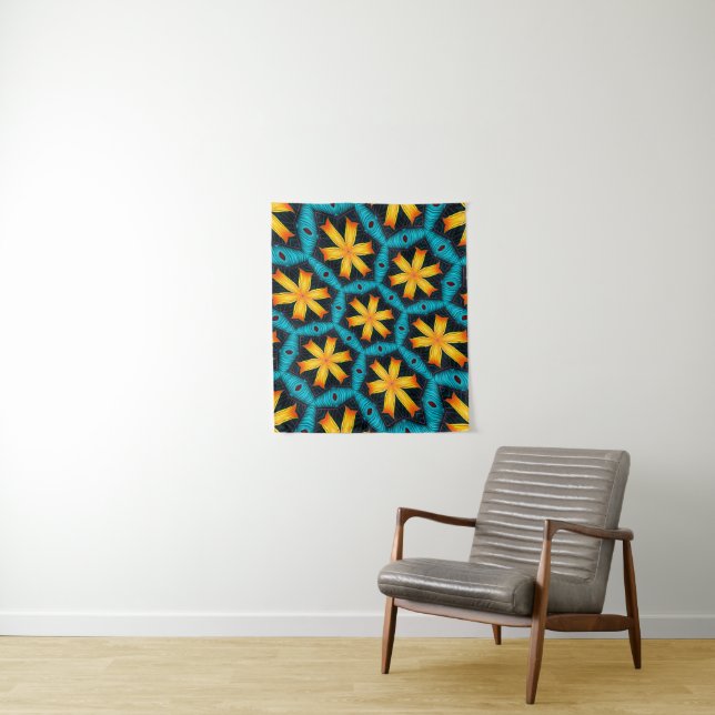 Cute Abstract Flowers Pattern Tapestry (In Situ)