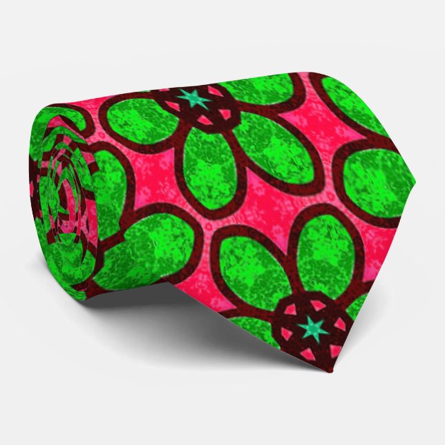 Cute Abstract Flowers Pattern Tie (Rolled)