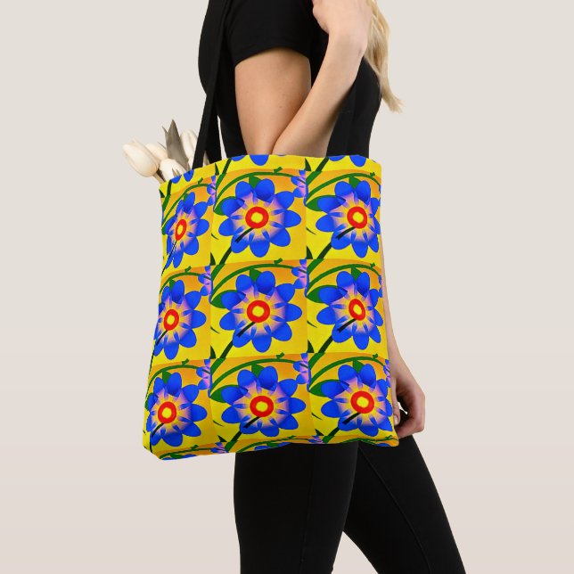 Cute Abstract Flowers Pattern Tote Bag (Close Up)
