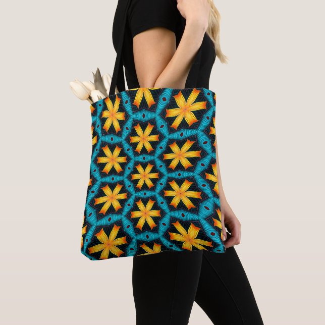 Cute Abstract Flowers Pattern Tote Bag (Close Up)