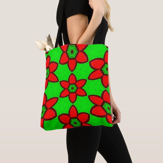 Cute Abstract Flowers Pattern Tote Bag (Close Up)