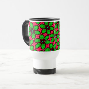 Cute Abstract Flowers Pattern Travel Mug