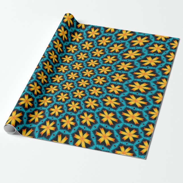 Cute Abstract Flowers Pattern Wrapping Paper (Unrolled)