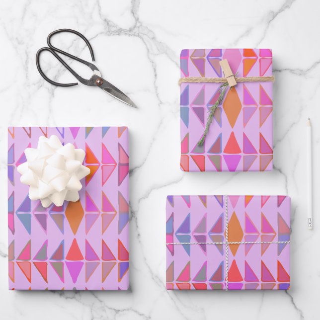 Cute Abstract Geometric Shapes in Lavender Purple Wrapping Paper Sheet (Front)
