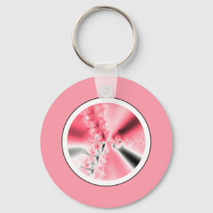 Cute Abstract Girly Pink Fractal Keychain