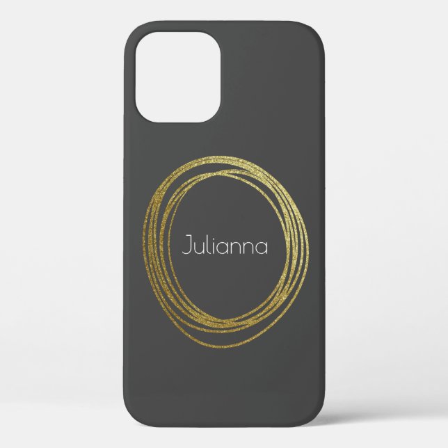 Cute Abstract Gold Glitter Personalised Black Case-Mate iPhone Case (Back)