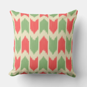 Cute abstract Ikat look Retro colours red and gree Cushion