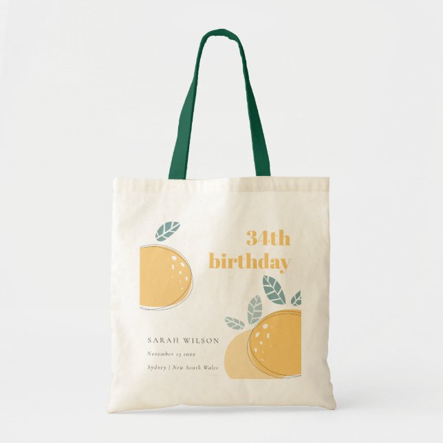 Cute Abstract Lemon Fruity Bold Any Age Birthday Tote Bag (Front)
