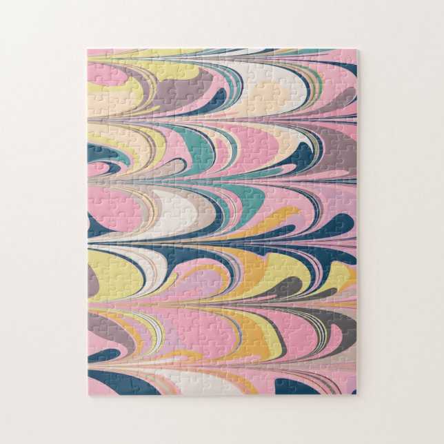 Cute Abstract Marble Paint Swirl in Pink Jigsaw Puzzle (Vertical)