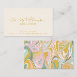 Cute Abstract Marble Swirl in Earthy Pink and Gold Business Card