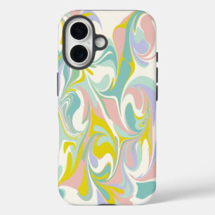 Cute Abstract Marble Swirl in Pastel Colours iPhone 16 Case