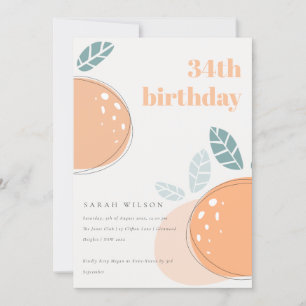 Cute Abstract Orange Fruity Bold Any Age Birthday Invitation