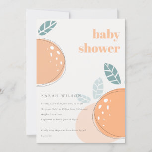 Cute Abstract Orange Fruity Bold Baby Shower Invitation