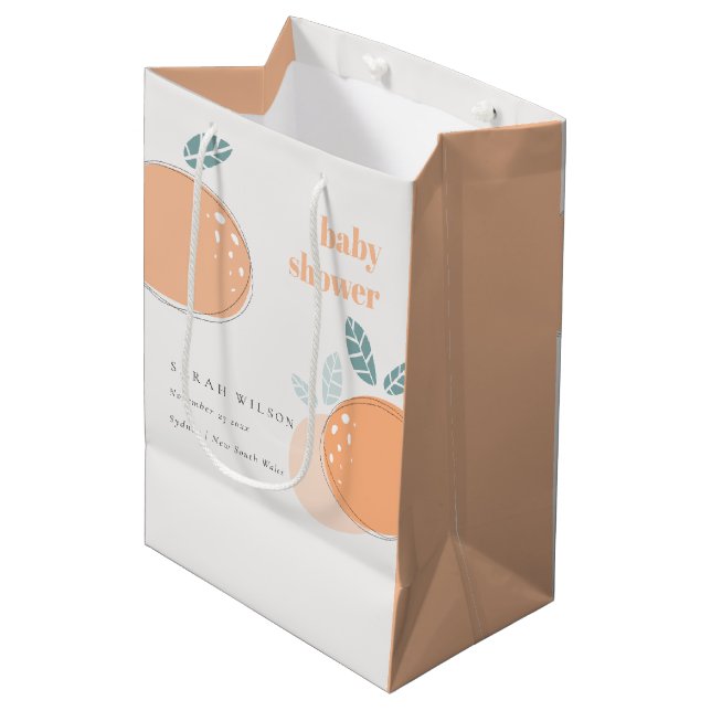 Cute Abstract Orange Fruity Bold Baby Shower Medium Gift Bag (Front Angled)