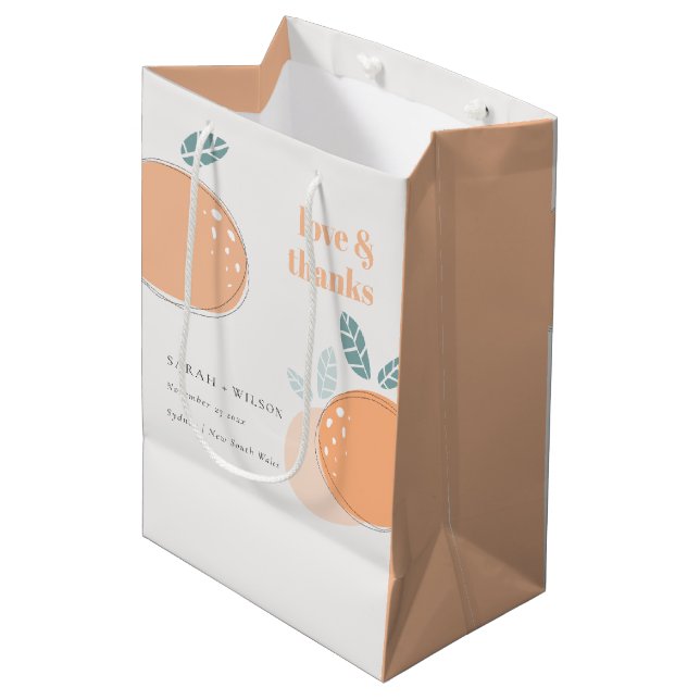 Cute Abstract Orange Fruity Bold Wedding Thanks Medium Gift Bag (Front Angled)