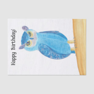 Cute Abstract Owl Happy Birthday Tissue Paper