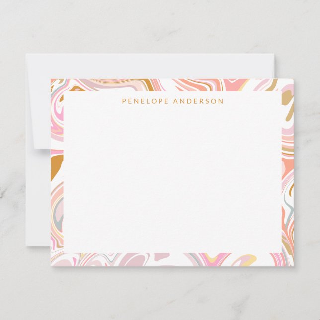 Cute Abstract Pastel Pink Marble Art Personalised Card (Front)