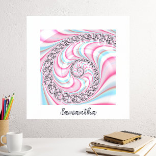 Cute Abstract Pink Blue Fractal Personalised Foil Prints