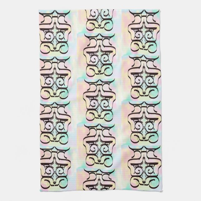 Cute Abstract Pink Colour Pattern Tea Towel (Vertical)