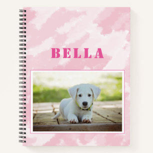 Cute Abstract Pink Dog Photo and Name Notebook