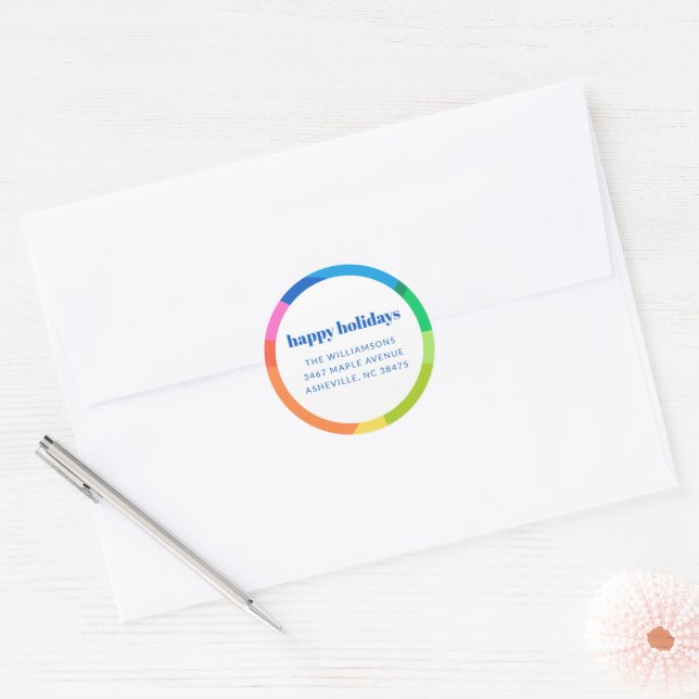 Cute Abstract Rainbow Holiday Return Address Label (Envelope)