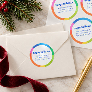 Cute Abstract Rainbow Holiday Return Address Label