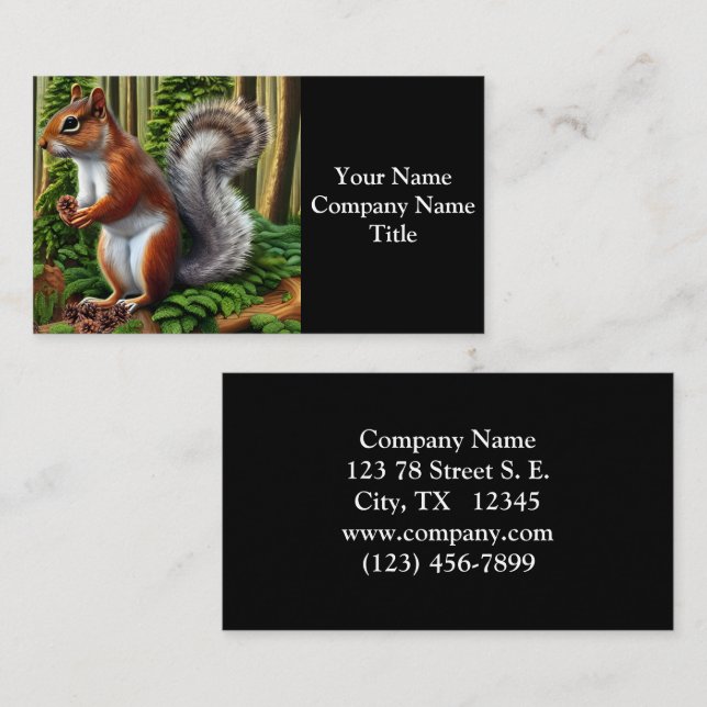 Cute Abstract Squirrel With Pinecones Business Card (Front/Back)