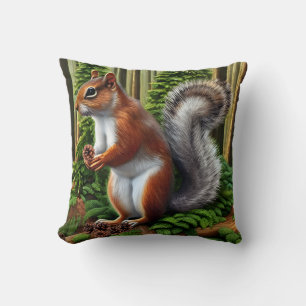 Cute Abstract Squirrel With Pinecones Cushion