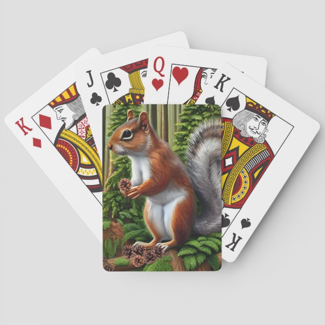 Cute Abstract Squirrel With Pinecones Playing Cards (Back)