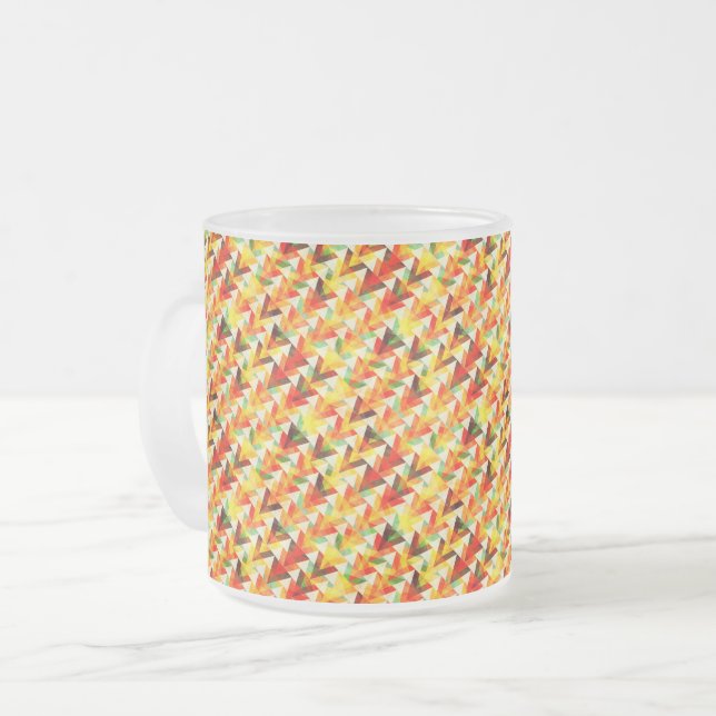 Cute abstract triangles pattern frosted glass coffee mug (Front Left)
