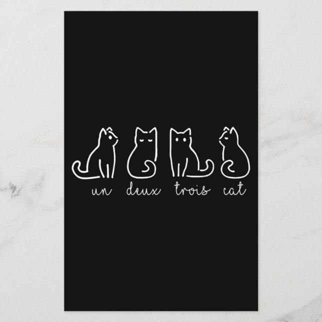 Cute Abstract Un Deux Trois Cat French Kitty (Front)