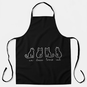 Cute Abstract Un Deux Trois Cat French Kitty Apron