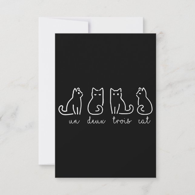Cute Abstract Un Deux Trois Cat French Kitty Card (Front)