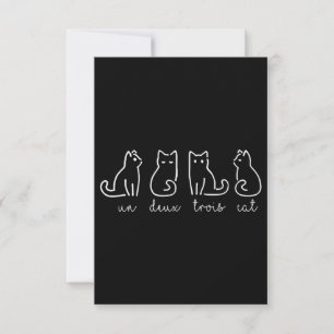 Cute Abstract Un Deux Trois Cat French Kitty Card