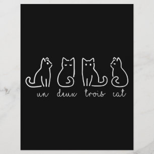 Cute Abstract Un Deux Trois Cat French Kitty Custom Letterhead
