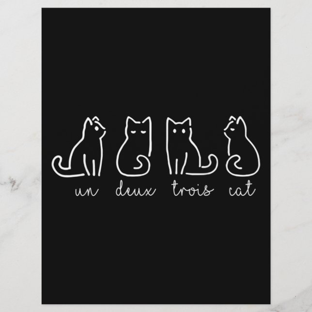Cute Abstract Un Deux Trois Cat French Kitty Custom Letterhead (Front)