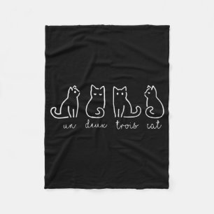 Cute Abstract Un Deux Trois Cat French Kitty Fleece Blanket