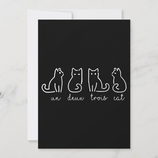 Cute Abstract Un Deux Trois Cat French Kitty Invitation (Front)