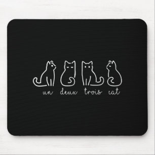 Cute Abstract Un Deux Trois Cat French Kitty Mouse Mat