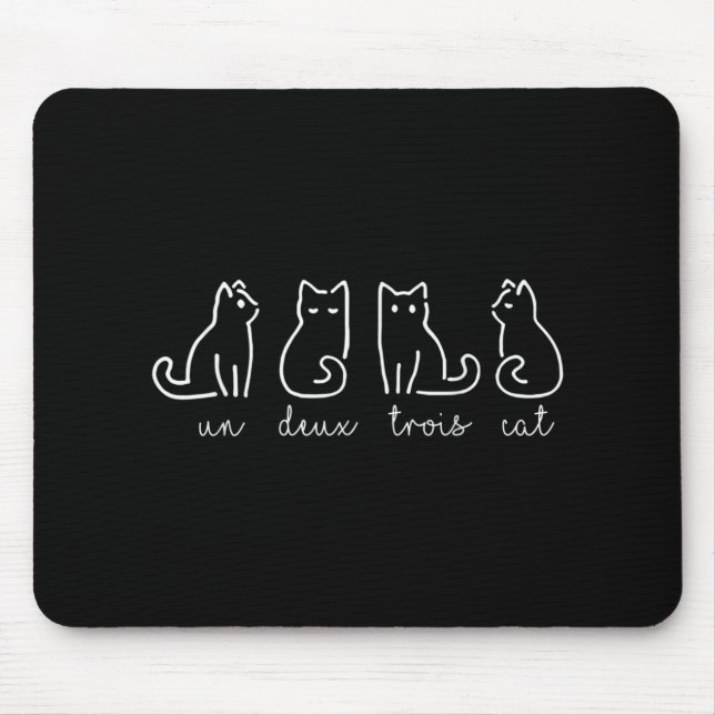 Cute Abstract Un Deux Trois Cat French Kitty Mouse Mat (Front)