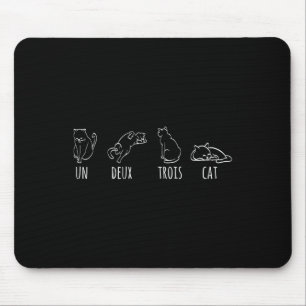 Cute Abstract Un Deux Trois Cat French Kitty Mouse Mat