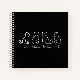 Cute Abstract Un Deux Trois Cat French Kitty Notebook