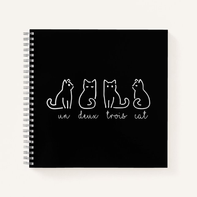 Cute Abstract Un Deux Trois Cat French Kitty Notebook (Front)