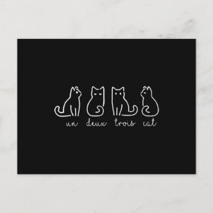 Cute Abstract Un Deux Trois Cat French Kitty Postcard