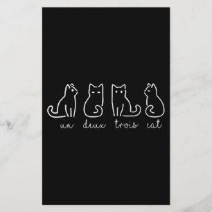 Cute Abstract Un Deux Trois Cat French Kitty Stationery
