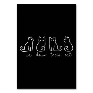 Cute Abstract Un Deux Trois Cat French Kitty Table Number