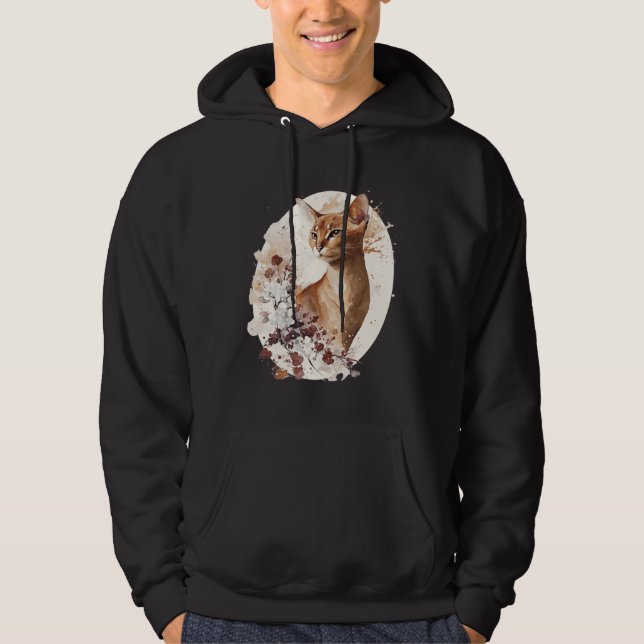 Cute Abyssinian Cat Japanese Cherry Blossom Sakura Hoodie (Front)