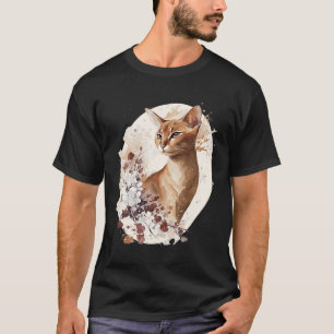Cute Abyssinian Cat Japanese Cherry Blossom Sakura T-Shirt
