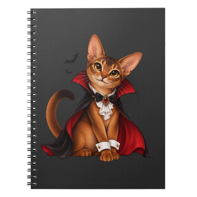 Cute Abyssinian Cat Vampire Dracula Decor Notebook (Front)